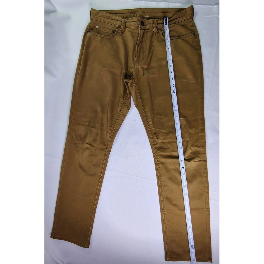Old Navy Slim Fit Chino Pants‎ Mens 32x30 Brown Tobacco Stretch Cotton 5 Pocket